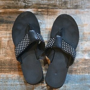 Black and White Polka Dot Flip Flops